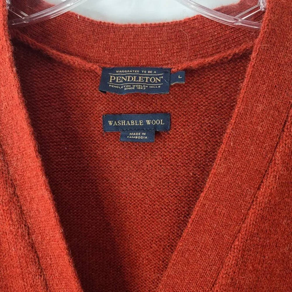 Pendleton‎ Women's Red Boyfriend Shetland Button-Front Cardigan Sweater Size L